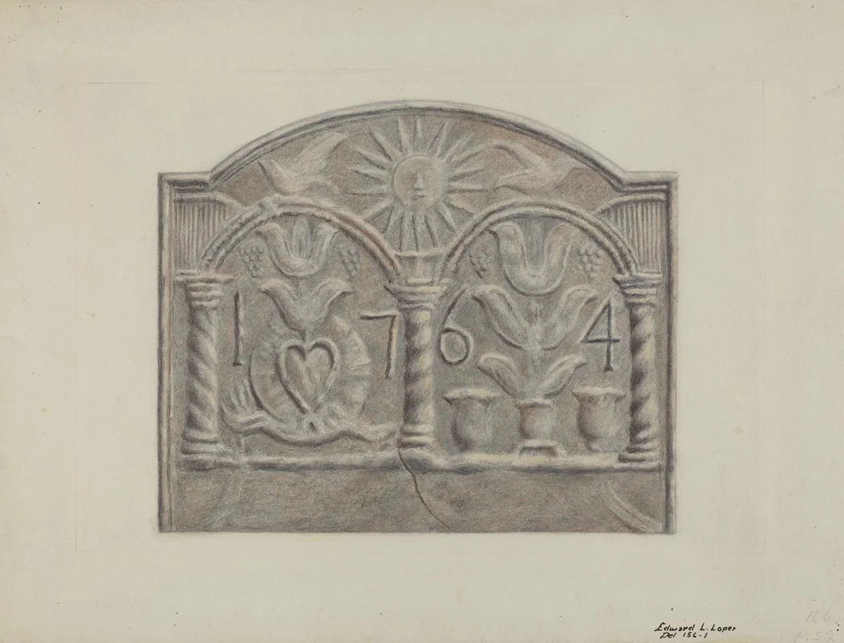Pa. German Stove Plate by Edward L. Loper, index of american design, 1936