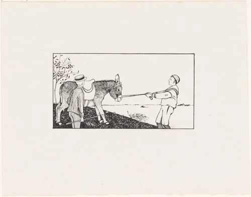 Twee jongens en een ezel by Julie de Graag, print, 1887-1924