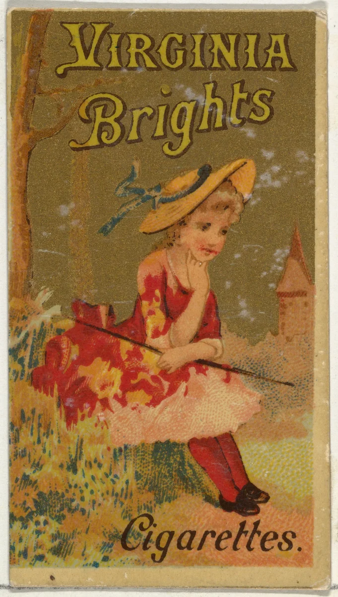 From the Girls and Children series (N64) promoting Virginia Brights Cigarettes for Allen & Ginter brand tobacco products by Allen & Ginter, print, 1886