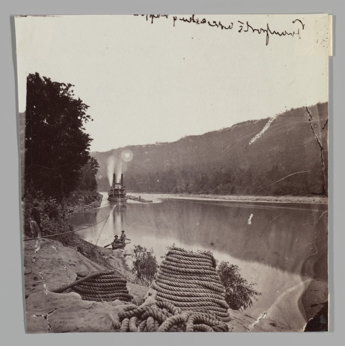 U.S. Transport in Rapids, Tennessee River/The Suck - Tennessee River below Chattanooga, looking down stream by George N. Barnard, photograph, 1861-1865