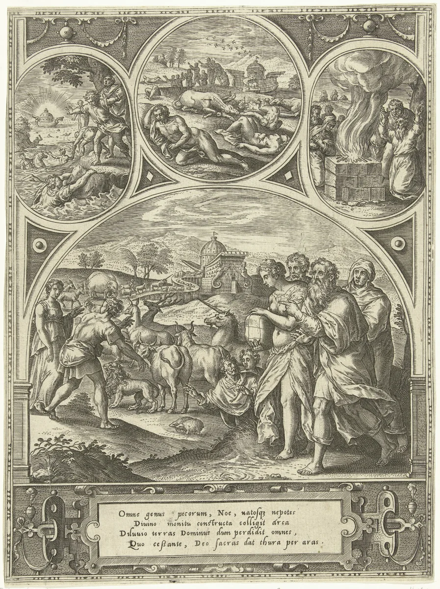 Gebeurtenissen uit het leven van Noach by Adriaen Collaert, print, 1579-1583