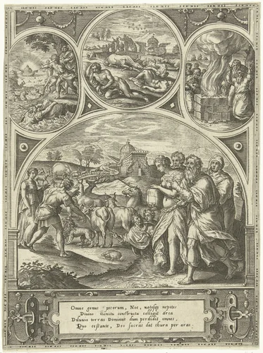 Gebeurtenissen uit het leven van Noach by Adriaen Collaert, print, 1579-1583