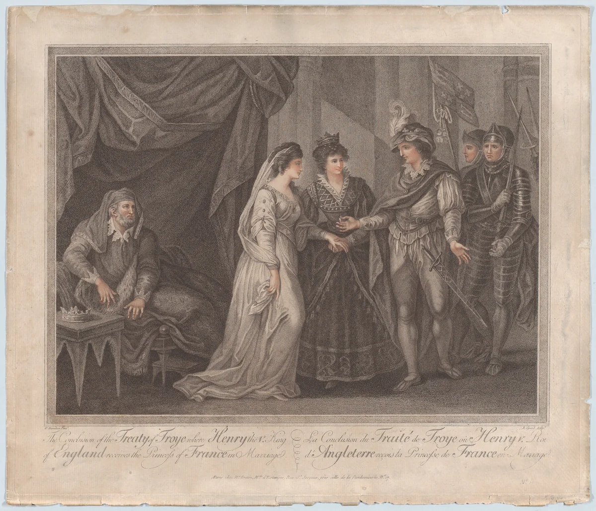 The Conclusion of the Treaty of Troye, Where Henry the V, King of England, Receives the Princess of France in Marriage by William Hamilton, print, 1788