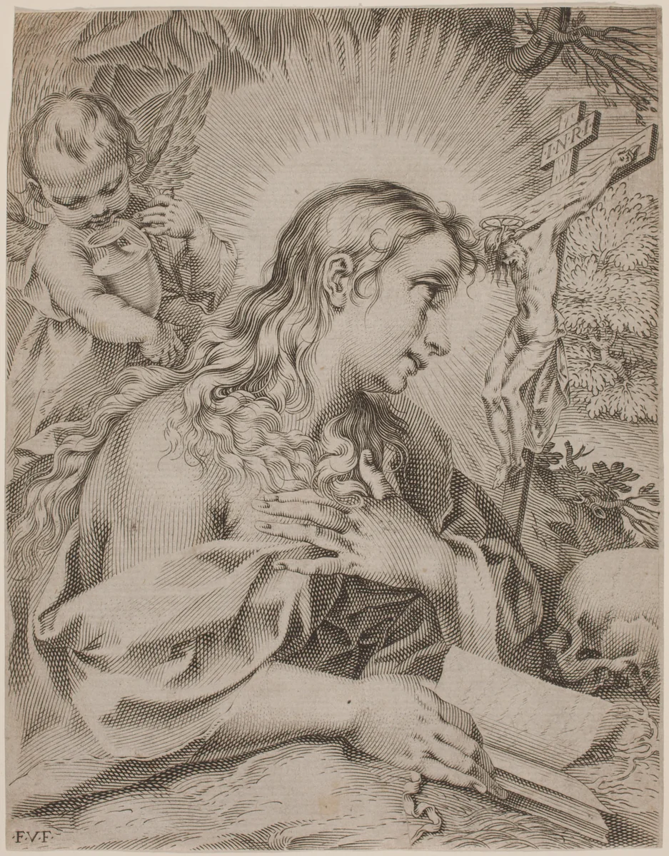 The Penitent Magdalene by Francesco Villamena, print, 1600-1625