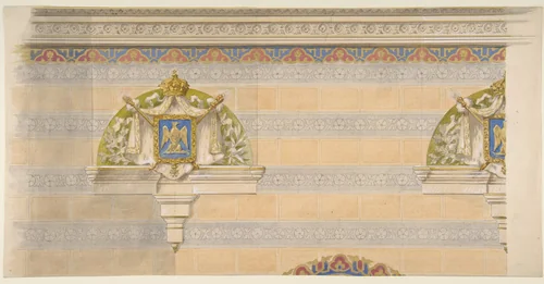 Design for Upper Wall Decoration, Farnborough, England by Jules-Edmond-Charles Lachaise, drawing, 1880-1886