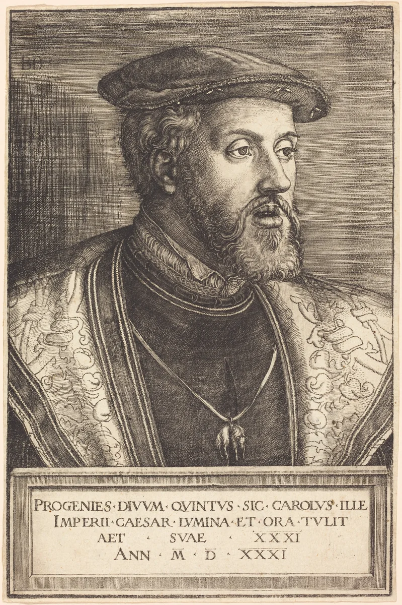 Emperor Charles V by Barthel Beham, print, 1531