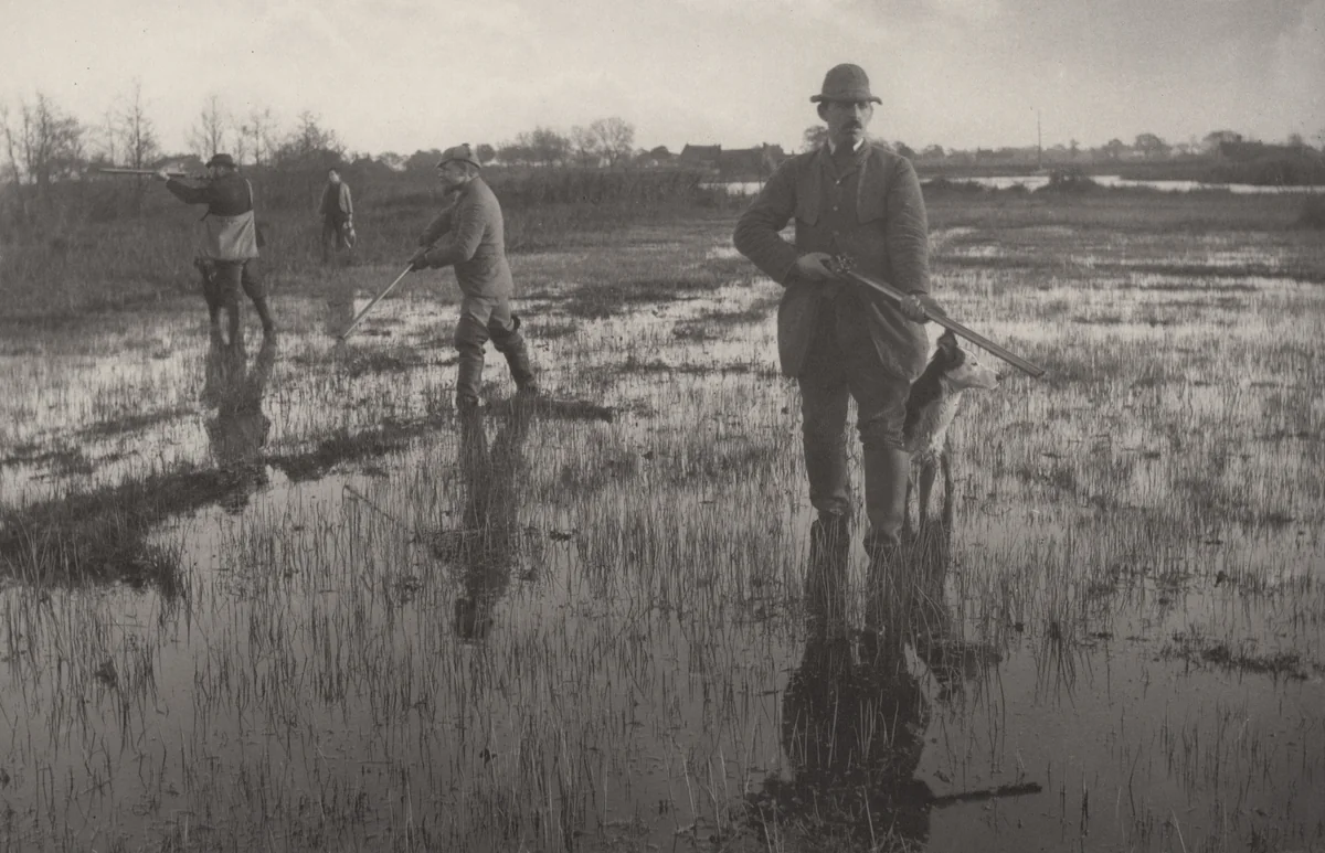 Snipe-Shooting from Life and Landscape on the Norfolk Broads (London, 1886) by Peter Henry Emerson, photograph, 1885