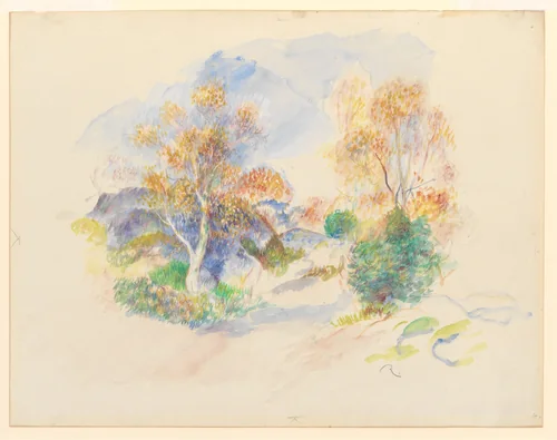 Landscape with a Path between Trees by Auguste Renoir, drawing, 1881-1891