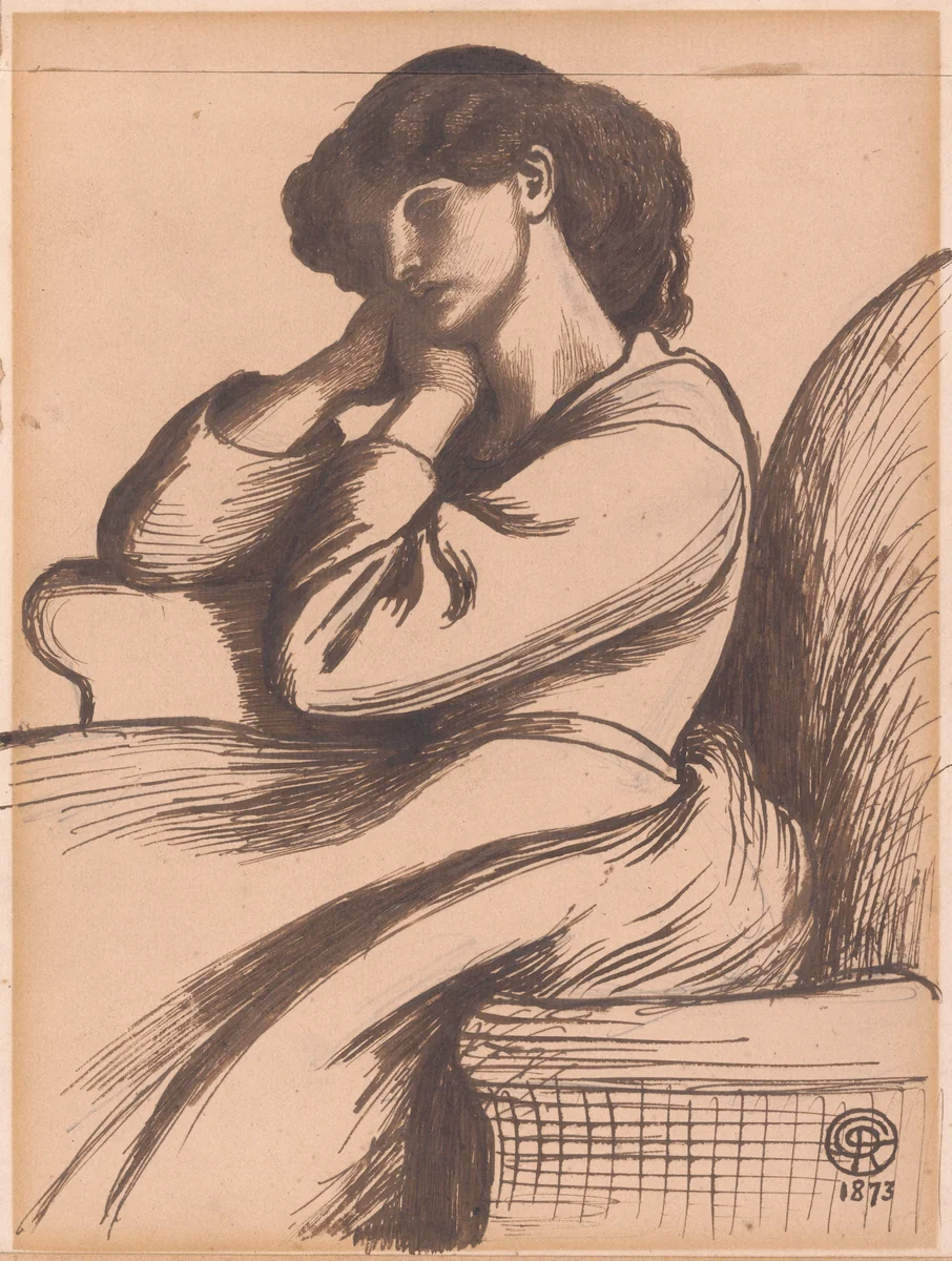 Jane Morris by Dante Gabriel Rossetti, drawing, 1873