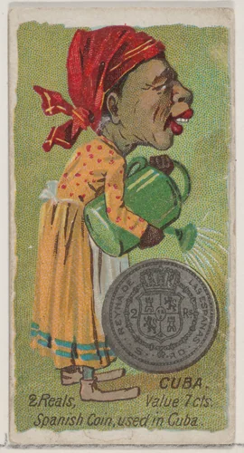 Caricatured Cuban, 2 Reals, from the series Coins of All Nations (N72, variation 2) for Duke brand cigarettes by W. Duke, Sons & Co., print, 1889