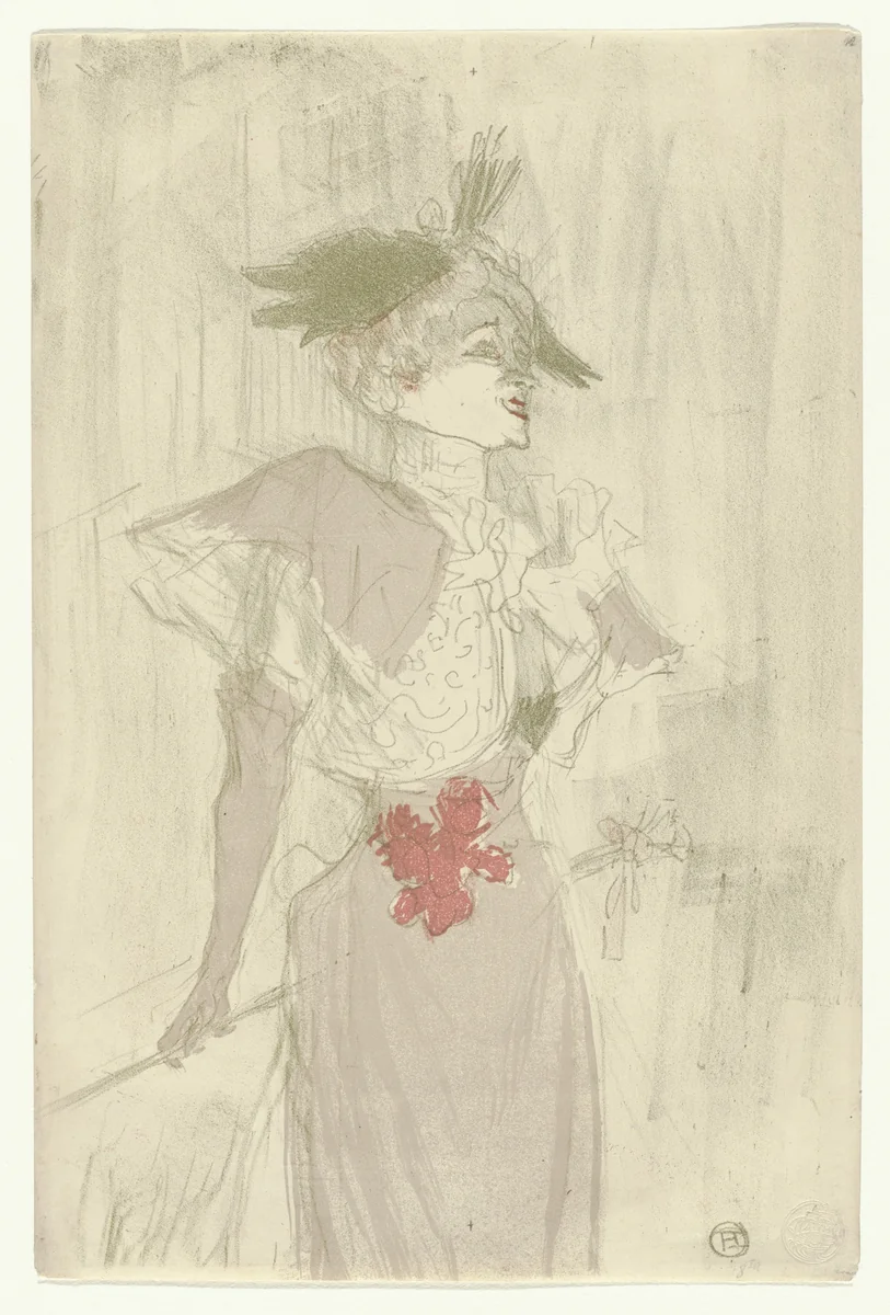 Mademoiselle Marcelle Lender, Standing (Mademoiselle Marcelle Lender, debout) by Henri de Toulouse-Lautrec, print, 1895