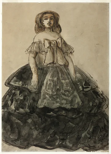 Standing Woman by Constantin Guys, drawing, 1870-1875