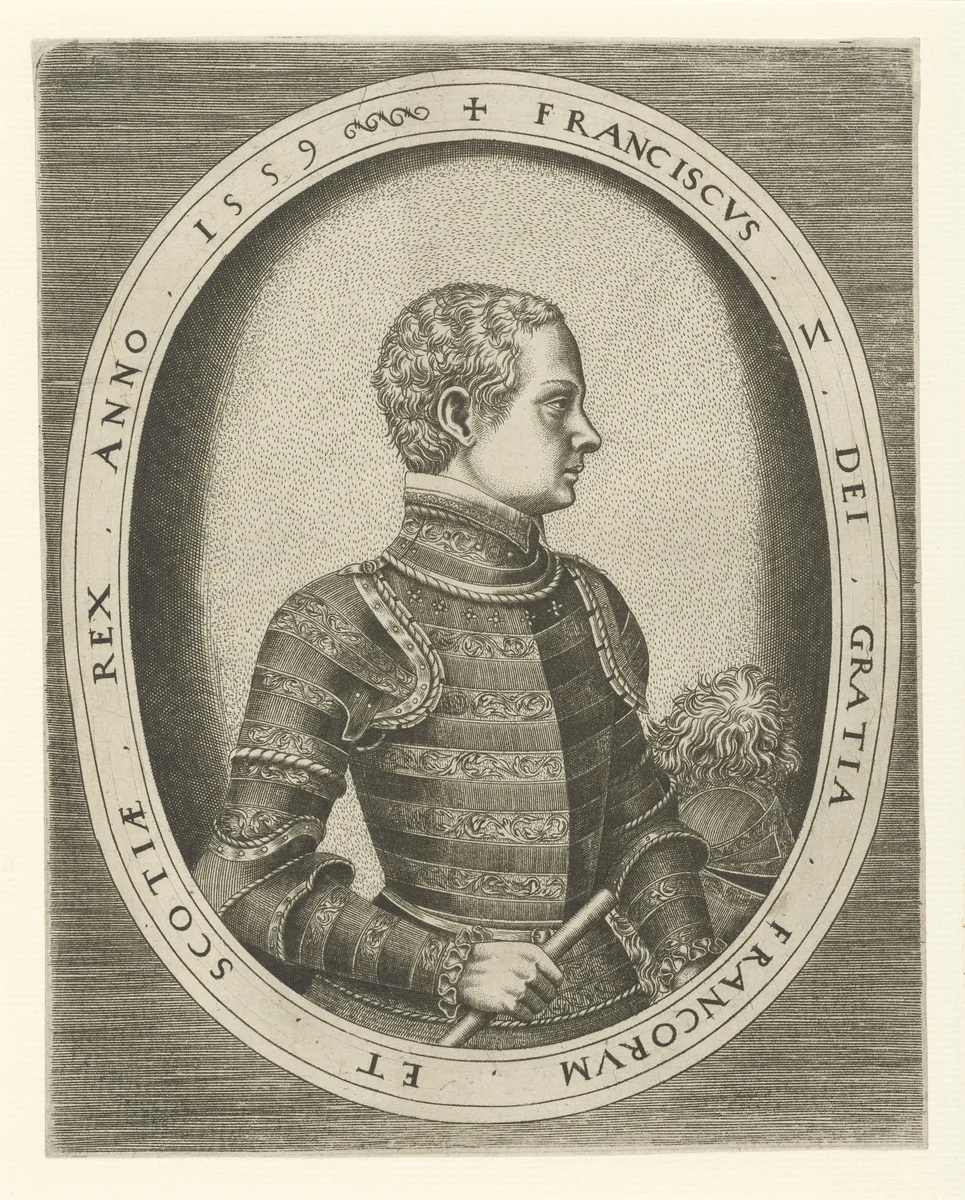 Portret van koning Frans II van Frankrijk by Frans Huys, print, 1559