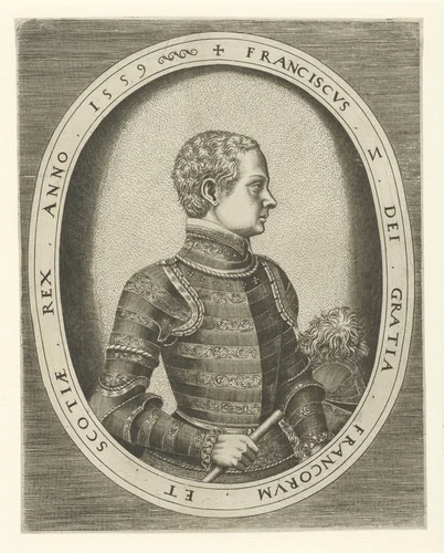 Portret van koning Frans II van Frankrijk by Frans Huys, print, 1559