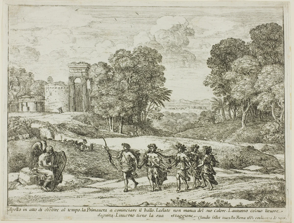 Time, Apollo and the Seasons by Claude Lorrain, print, 1662