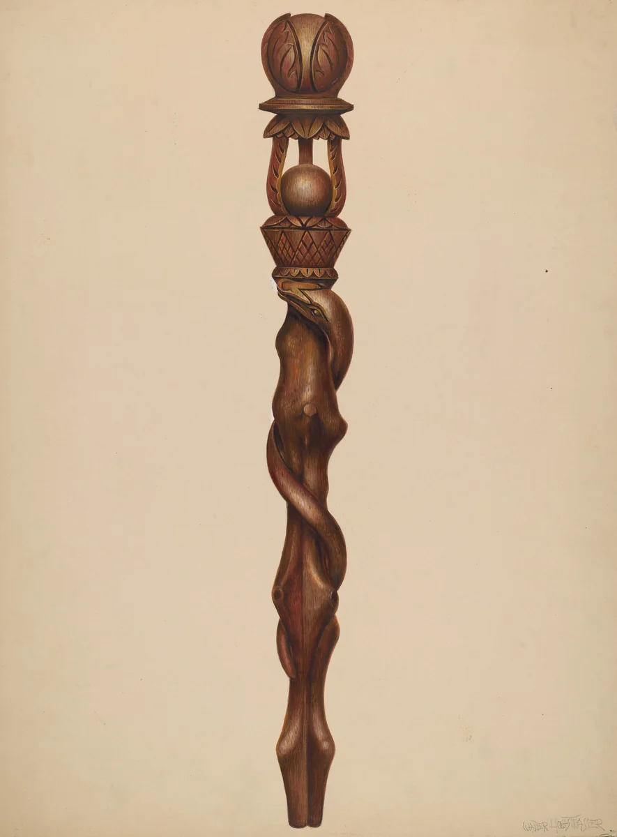 Scepter (Lumberjack Carving) by Walter Hochstrasser, index of american design, 1938