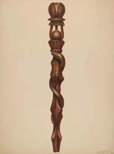 Scepter (Lumberjack Carving) by Walter Hochstrasser, index of american design, 1938