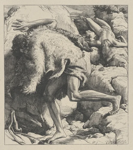 Cain and Abel, from "Dalziels' Bible Gallery" by Frederic Leighton, print, 1880-1881