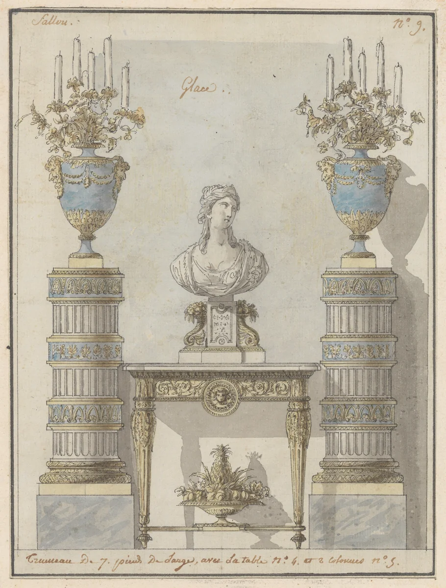 Wall Elevation for a Salon by Jean Démosthène Dugourc, drawing, 1775-1785