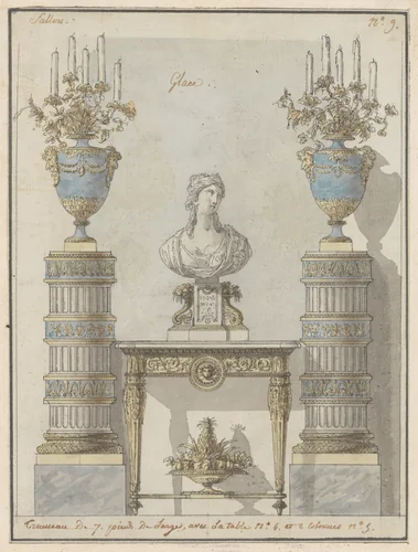 Wall Elevation for a Salon by Jean Démosthène Dugourc, drawing, 1775-1785