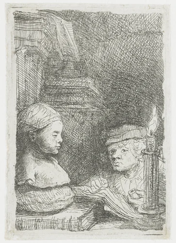Man drawing from a cast by Rembrandt van Rijn, print, 1641