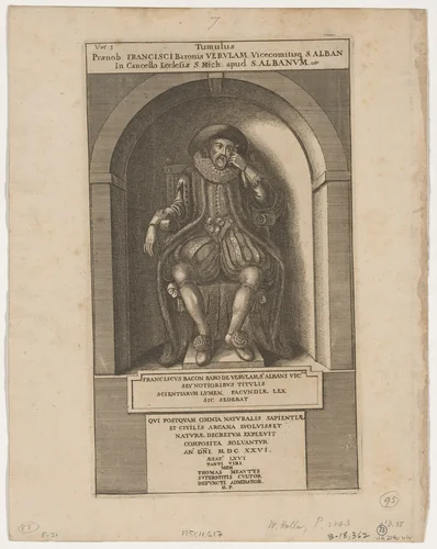 Francis Bacon in a Niche by Wenceslaus Hollar, print, 1607-1677