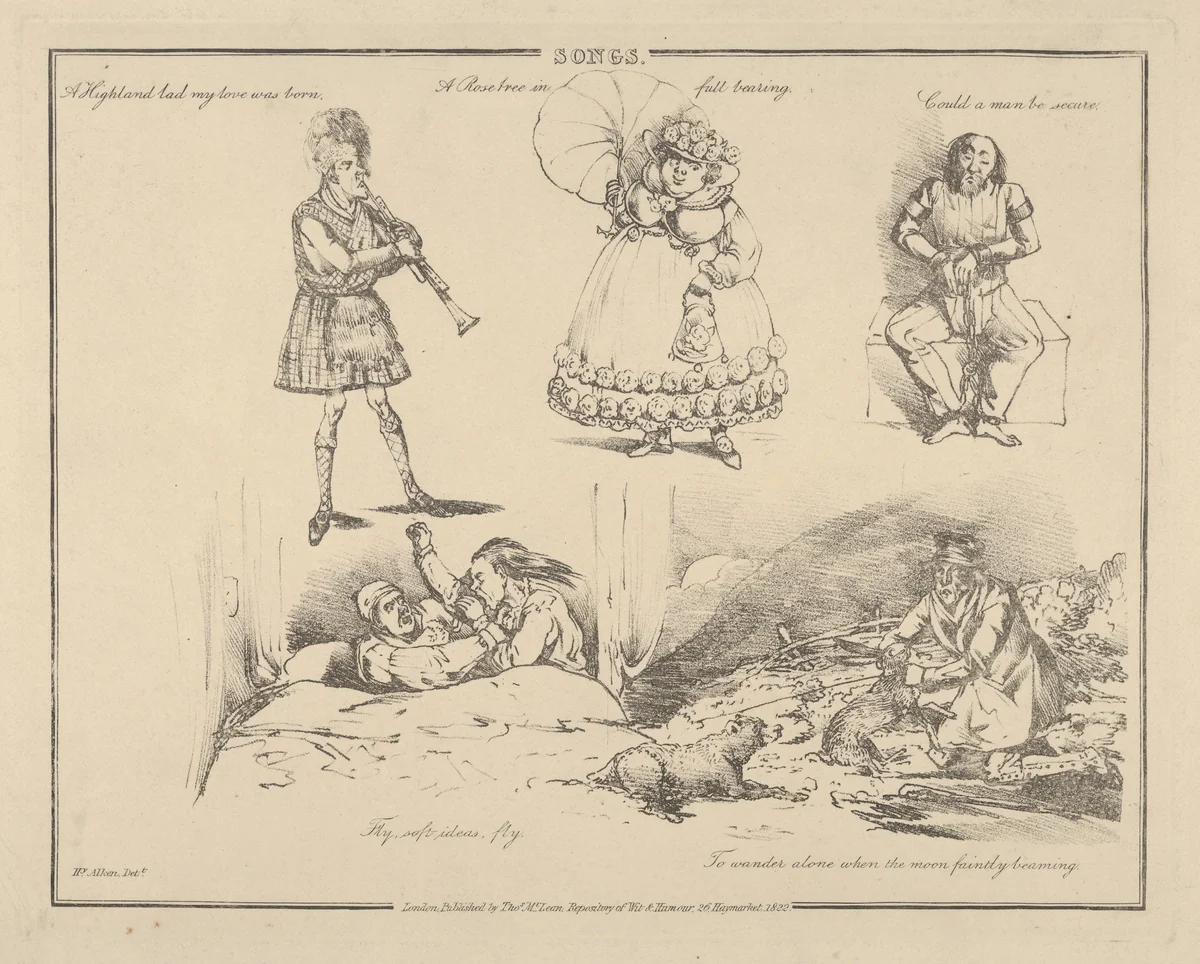 Songs: "A Highland lad my love was born..." by Henry Thomas Alken, print, 1822