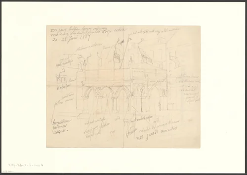 Gezicht op Rokin 31, de studentensociëteit Nos Jungit Amicitiae by Johan George Lodewijk Rieke, drawing, 1887