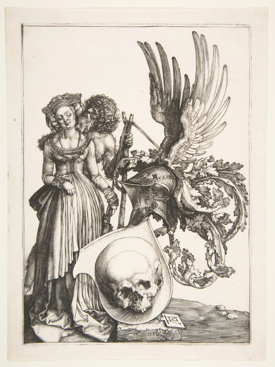 Coat of Arms with a Skull by Albrecht Dürer, print, 1503