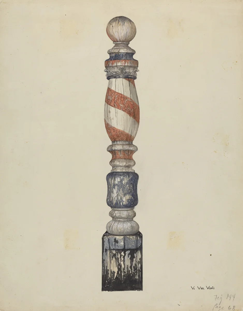 Barber Pole by Vera Van Voris, index of american design, 1855-1995