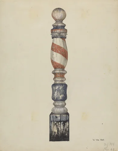 Barber Pole by Vera Van Voris, index of american design, 1855-1995