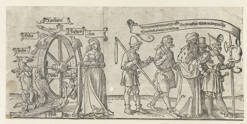 Het rad van fortuin; de vijf standen by Unknown, print, 1521-1528