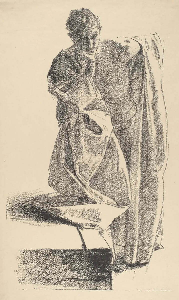 Study of a Young Man in a Robe, Standing by John Singer Sargent, print, 1895