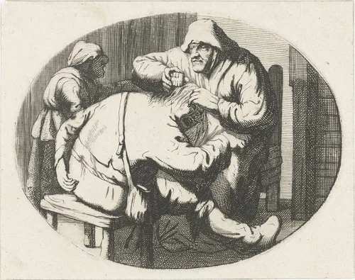 Figuren met luizenkam by Cornelis A. Hellemans, print, 1650-1699