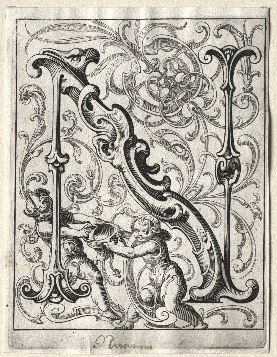 New ABC Booklet: N by Lucas Kilian, print, 1627