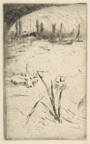 Swan and Iris (Sketch after Cecil Lawson's "Swan and Iris") by James McNeill Whistler, print, 1883