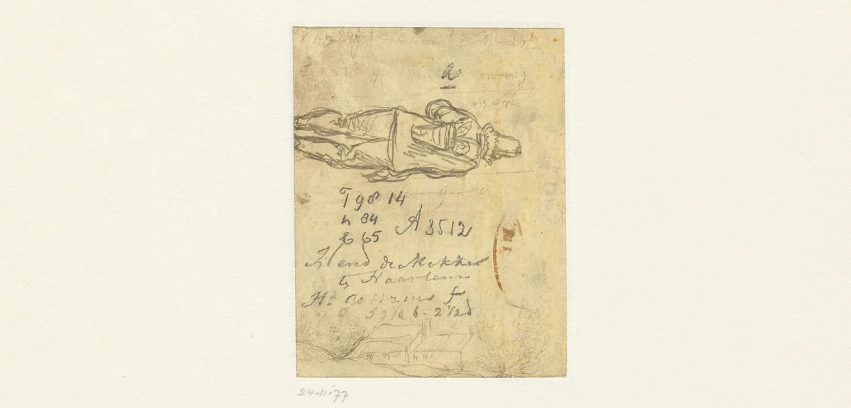 Boerderij en een staande man by Hendrick Goltzius, drawing, 1593-1599