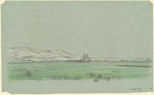 Nile Journey, Colossi of Memnon by Elihu Vedder, drawing, 1890