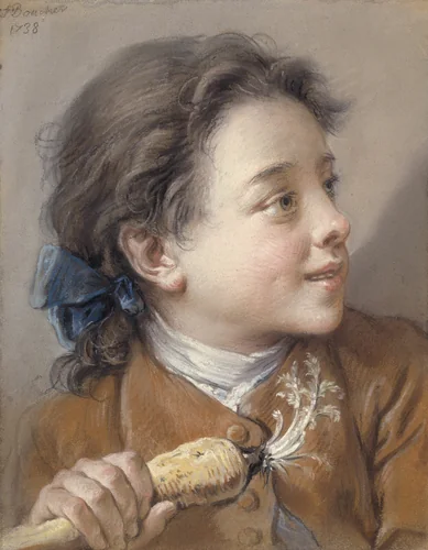 Boy with a Carrot by François Boucher, drawing, 1738