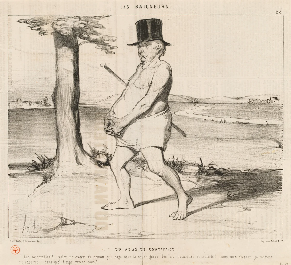 Un Abus de confiance by Honoré Daumier, print, 1842