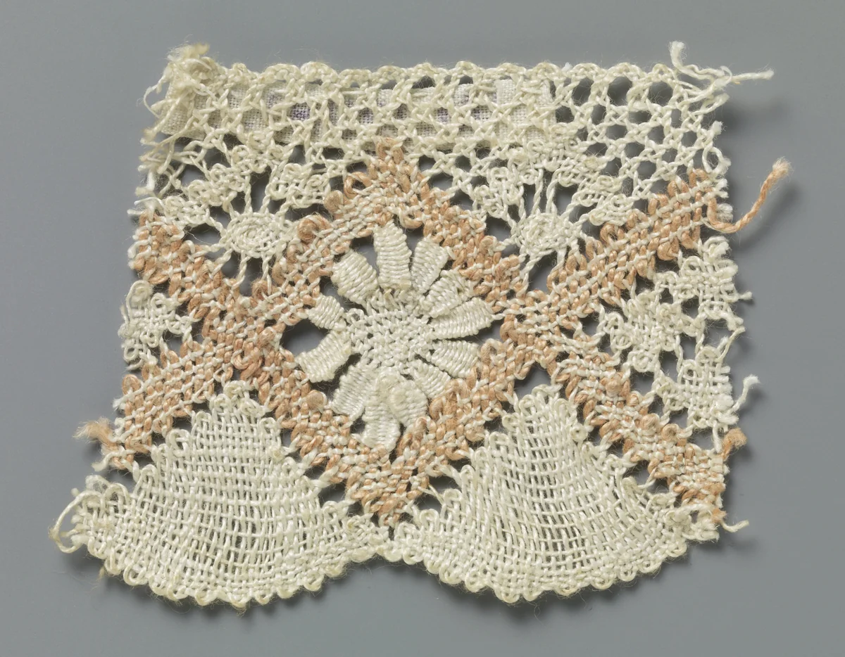 Strook kloskant met zalmroze ruiten by anonymous, other, 1800-1899