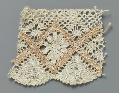 Strook kloskant met zalmroze ruiten by anonymous, other, 1800-1899