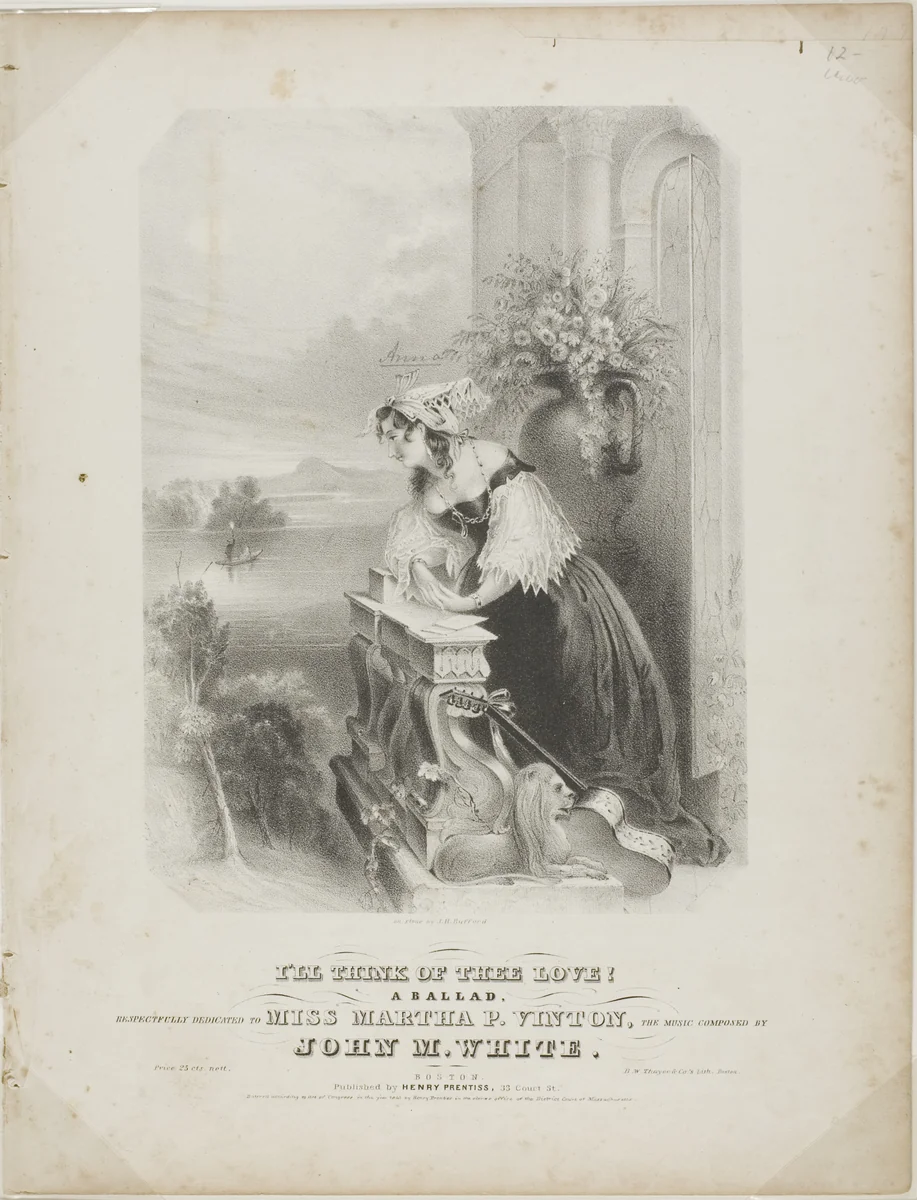 I'll Think of Thee Love! by John Henry Bufford, print, 1841