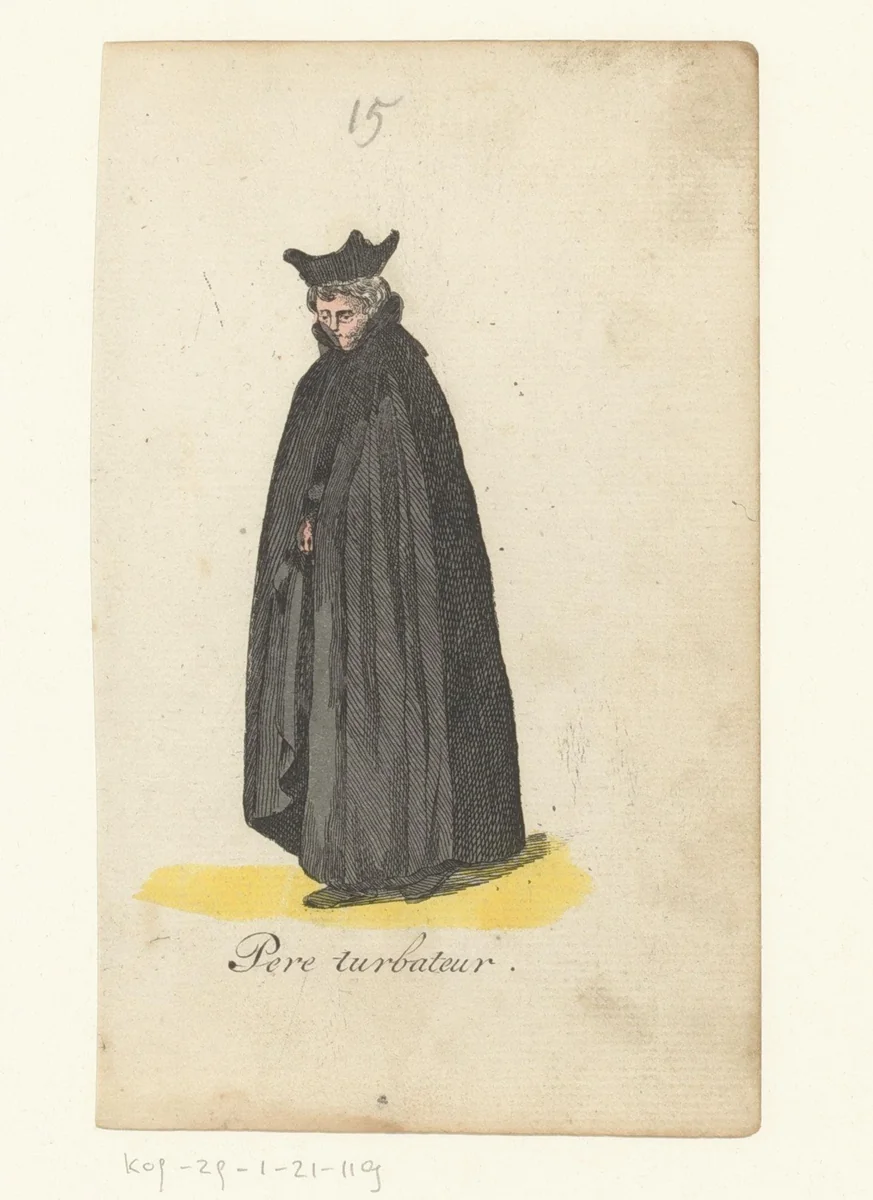 Geestelijke in lange mantel by anonymous, print, 1821-1829