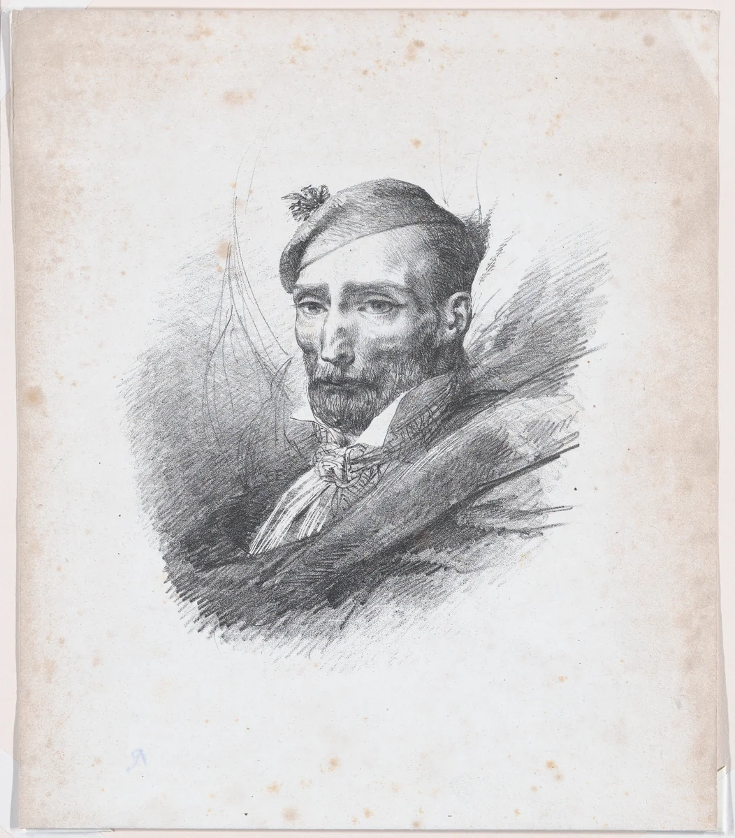 Portrait of Théodore Gericault by Léon Cogniet, print, 1819-1829
