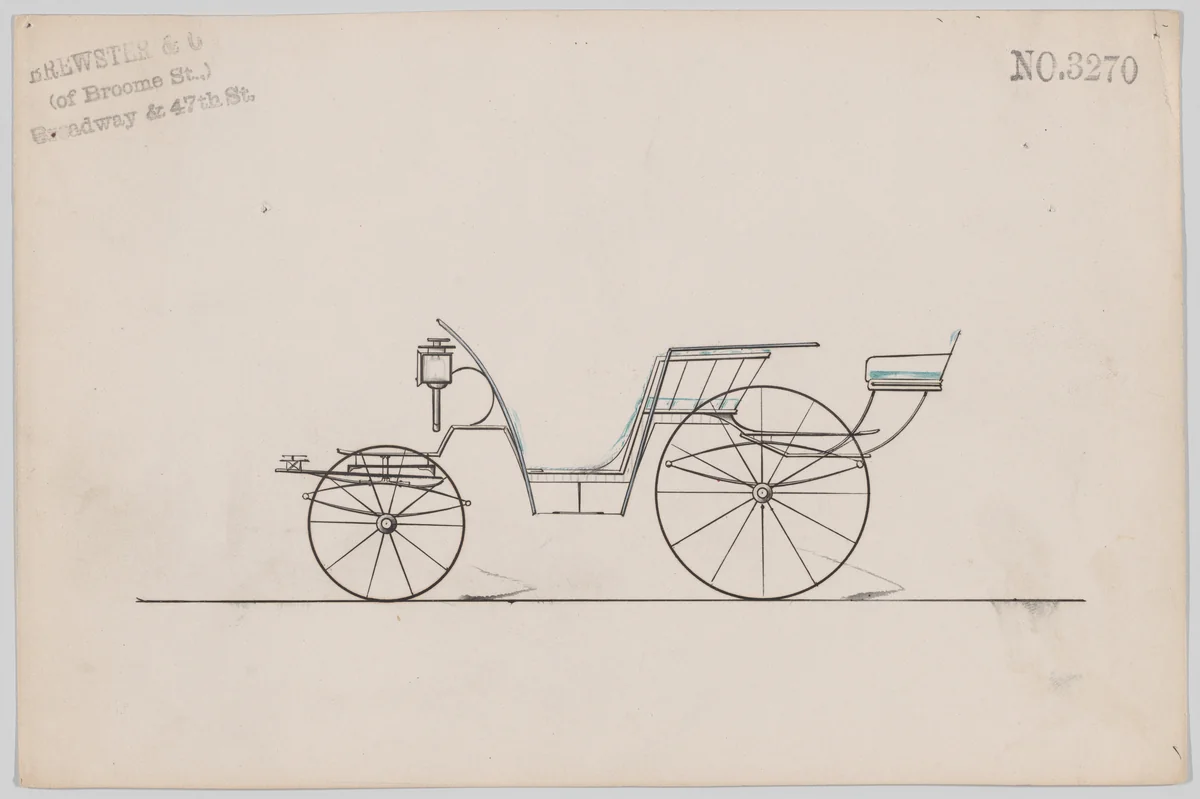 Design for Pony Phaeton, no. 3270 by Brewster & Co., drawing, 1876