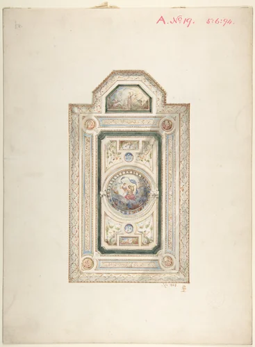 Ceiling Design by Frederick Sang, drawing, 1868