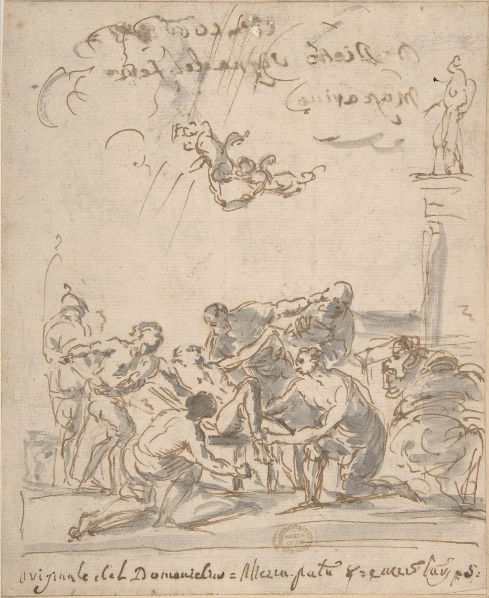 Martyrdom of Saint Lawrence by anonymous, drawing, 1600-1700