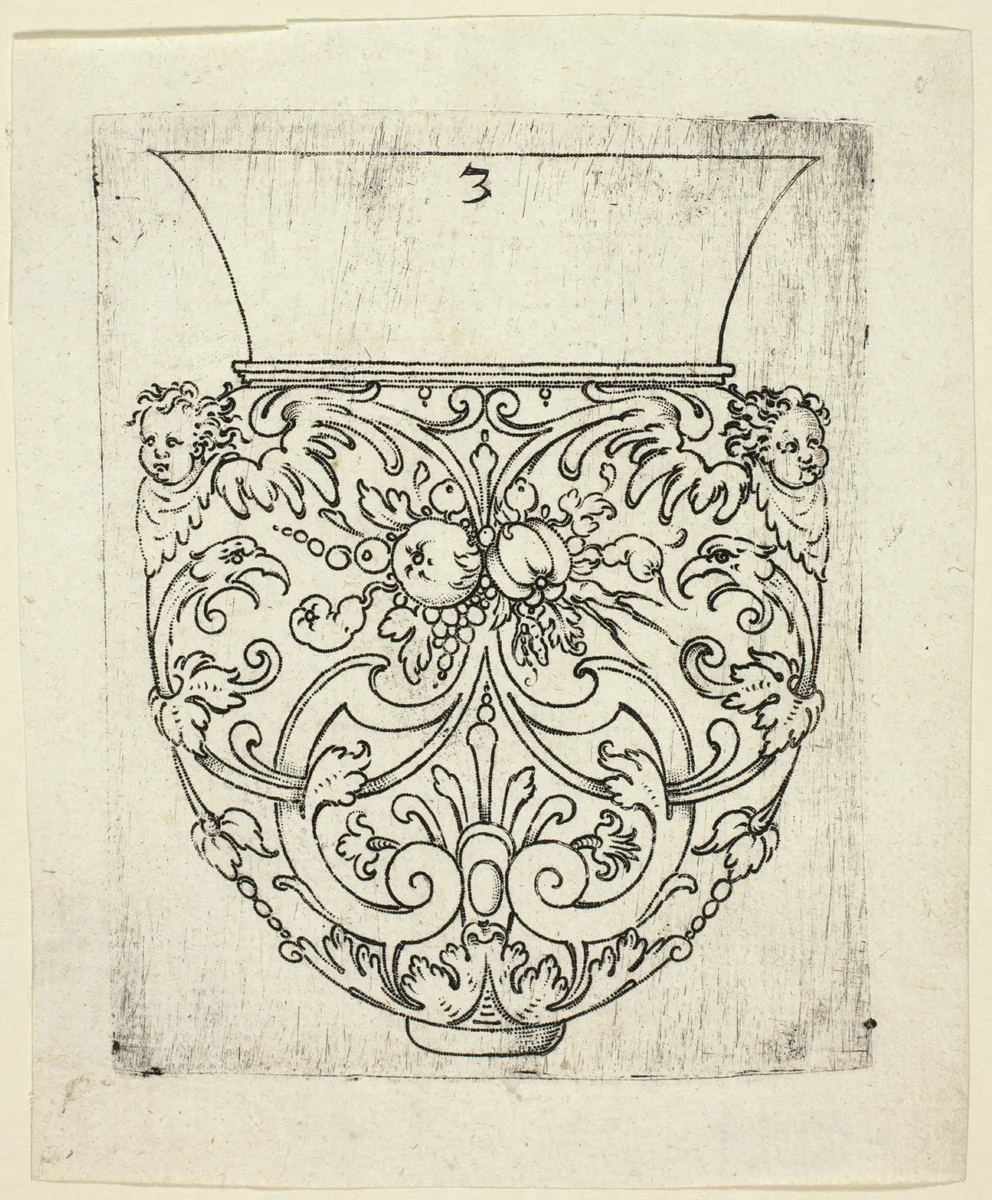 Plate 3, from twenty ornamental designs for goblets and beakers by Master A.P. German, print, 1604