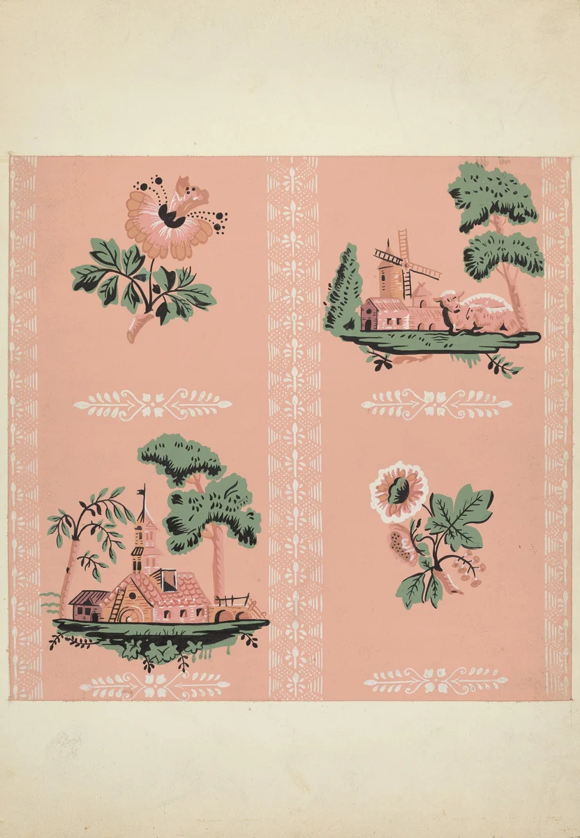 Wallpaper by Sidney Liswood, index of american design, 1935-1942